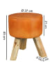 KADIMA DESIGN Sitzhocker | Holz, 37x45x37cm, Echtleder, Braun