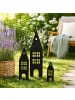 UNUS 3er Set Gartenstecker Rost Häuser in Schwarz