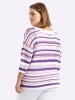 sheego 3/4-Arm-Pullover in orchidee-weiß-geringelt