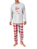 NORMANN Schlafanzug Weihnachten langarm Renntier in grau