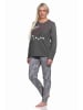 NORMANN Schlafanzug lang Pyjama Katzen - 77390 in grau