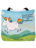 Mr. & Mrs. Panda Tote Bag Einhorn Happy Design mit Spruch in Weiß