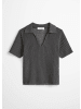 Marc O'Polo Ajour-Strickpolo in Oxide Grey