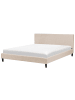 Beliani Doppelbett FITOU in Beige/Dunkler Holzfarbton - (W) 190 x (H) 87 x (L) 214 cm