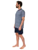 NORMANN Kurzarm Schlafanzug Shorty Pyjama Streifen - 78143 in blau