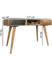 KADIMA DESIGN Schreibtisch im Retro-Stil, Massivholz, Stauraum, Schubladen, robust in Schwarz