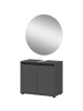 KADIMA DESIGN Badmöbel Set 2-tlg. Waschbeckunterschrank, Runder Spiegel, Badset in Graphit