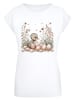 F4NT4STIC Extended Shoulder T-Shirt Ente Ostereier Blumen Küken in weiß