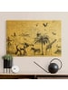 WALLART Leinwandbild Gold - Vintage Collage - Exotische Landkarte in Schwarz-Weiß