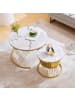 ABRIHOME Nesting Couchtisch with Goldene Farbe Frame in Weiß