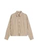 Marc O'Polo Crinkle-Streifenbluse relaxed cropped in Medium Beige