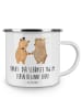 Mr. & Mrs. Panda Camping Emaille Tasse Braut Tag mit Spruch in Weiß