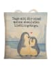 Mr. & Mrs. Panda Tote Bag Pinguin umarmen Design mit Spruch in Weiß
