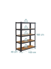 relaxdays Schwerlastregal in Schwarz/Braun - (B)100 x (H)180 x (T)40 cm