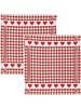 Kracht Frottier, Baumwolle, Jacquard Frottier-Geschirrtuch 2er-Pack in Karo/Herz rot