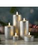 MARELIDA 2x LED Maxi Teelichter Lina Rustik Optik Echtwachs D: 7cm in silber
