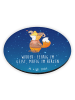 Mr. & Mrs. Panda Rund Magnet Widder Astologie mit Spruch in Sternenhimmel Blau
