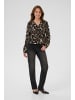 Kaffe Langarm-Bluse KAditte Regular fit in Black/Brown Graphic Animal