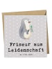 Mr. & Mrs. Panda Glückwunschkarte Friseur Leidenschaft mit Spruch in Grau Pastell