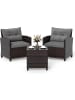 COSTWAY 3-tlg. Polyrattan Lounge Set in Grau