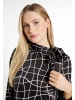 DreiMaster Klassik Damen Langarmbluse in Schwarz Wollweiss