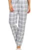 NORMANN Dame Flanell Schlafanzug Hose kariert Baumwolle - 50450 in Blau