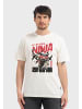 OLDSKULL T-Shirt Asian Ninja Cat Graphic in Off White