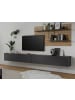 Furn.Design Wohnwand grau matt, Eiche Wotan 3-teilig 300 cm, Schrankwand hängend