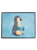 Mr. & Mrs. Panda Schreibtischunterlage Pinguin Buch ohne Spruch in Eisblau