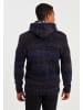 Leif Nelson Herren Strickpullover Pullover mit Kapuze in dunkel blau