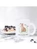 Mr. & Mrs. Panda Teetasse Glas Hase Sitzen mit Spruch in Transparent