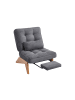 ABRIHOME Loungesessel mit Fußstütze mit Lendenkissen und Holzbeinen in Grau