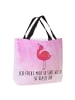 Mr. & Mrs. Panda Shopper Flamingo Stolz mit Spruch in Aquarell Pink