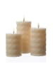 Deluxe Homeart LED Kerze Mia mit Rautenmuster Echtwachs H: 12,5cm D: 7,5m creme