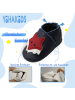 Yihakids Dunkelblaue Baby Leder Krabbelschuhe, mit rutschfester Sohle – Fuchs-Muster