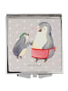 Mr. & Mrs. Panda Handtaschenspiegel quadratisch Pinguin mit Kind... in Grau Pastell