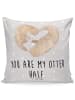Mr. & Mrs. Panda Kissen 40x40 Otter Herz mit Spruch in Grau Pastell