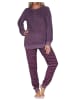 NORMANN Frottee Schlafanzug langarm Bündchen Streifenoptik in beere