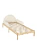 ABRIHOME Polsterbett in Beige 90x200 cm mit PU Kopfteil Geländer Lattenrost Holzrahmen