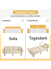 ABRIHOME Zweisitzer Schlafsofa in Beige mit klappbaren Armlehnen und Schlaffunktion