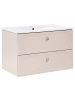 Beliani Badezimmerschrank mit Waschbecken TARUMIR in Beige/Gold