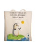 Mr. & Mrs. Panda Henkeltasche Pinguin Surfer mit Spruch in Creme