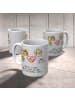 Mr. & Mrs. Panda Kaffeebecher Igel Familie mit Spruch in Grau Pastell