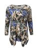 Aniston PLUS Langarmshirt in blau-olive-beige-offwhite-braun