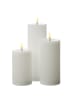 Adilina 3x LED Kerze LINA 3 Größen Echtwachs Rustik-Optik D: 7cm in weiß