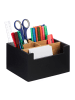relaxdays Schreibtisch Organizer in Schwarz/ Natur - (B)18 x (H)9,5 x (T)15 cm