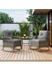 ABRIHOME Rattan Schaukelstuhl-Set mit 2 Stühlen und Glas-Tisch in Grau