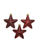 MARELIDA 6er Set Weihnachtsbaumschmuck Sterne bruchfest H: 7,5cm in weinrot