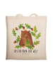 Mr. & Mrs. Panda Canvas Tasche Bär König mit Spruch in Creme