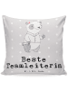 Mr. & Mrs. Panda 40x40 Kissen Panda Beste Teamleiterin mit Spruch in Grau Pastell